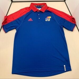 Adidas Kansas Jayhawks Polo Shirt Mens Medium Blue Red KU Basketball Adult